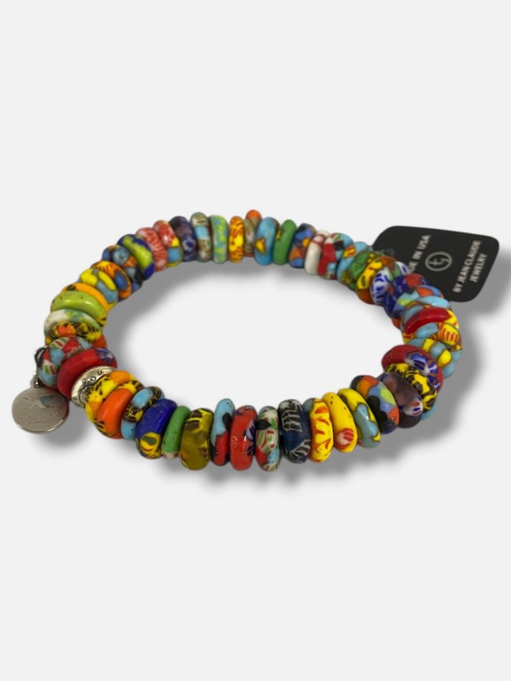 Dell Arte By Jean Claude Men' Red Stone Stretch Bracelet